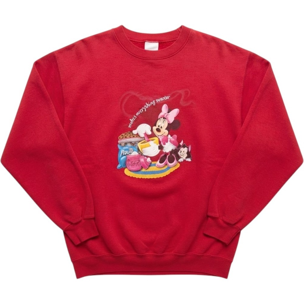 Disney Store Minnie Mouse Red Graphic Pullover Sweatshirt Size L Baking  Vintage